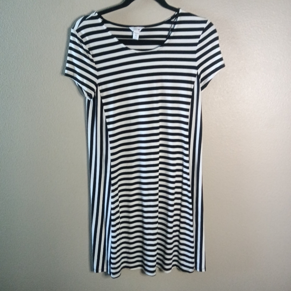 🦋 Intro Striped Slip Dress Black and White Petite PS